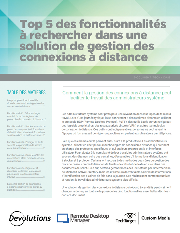 Top 5 des fonctionnalités à rechercher dans une solution de gestion des connexions à distance