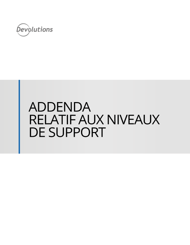 Addenda relatif aux niveaux de support