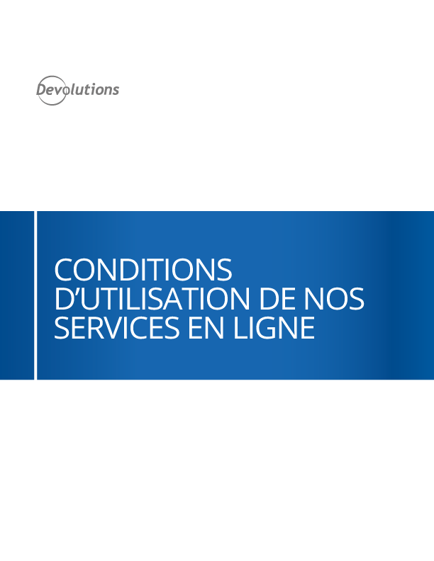 Conditions d'utilisation de nos services en ligne